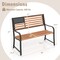 50 Inch Outdoor Garden Bench with Flag Pattern Backrest and Rustic Wood Grain Finish-Brown